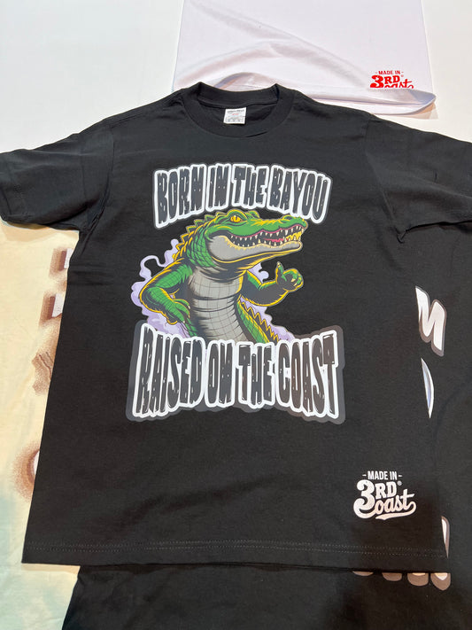 Born In The Bayou Raised On The Coast T-Shirt